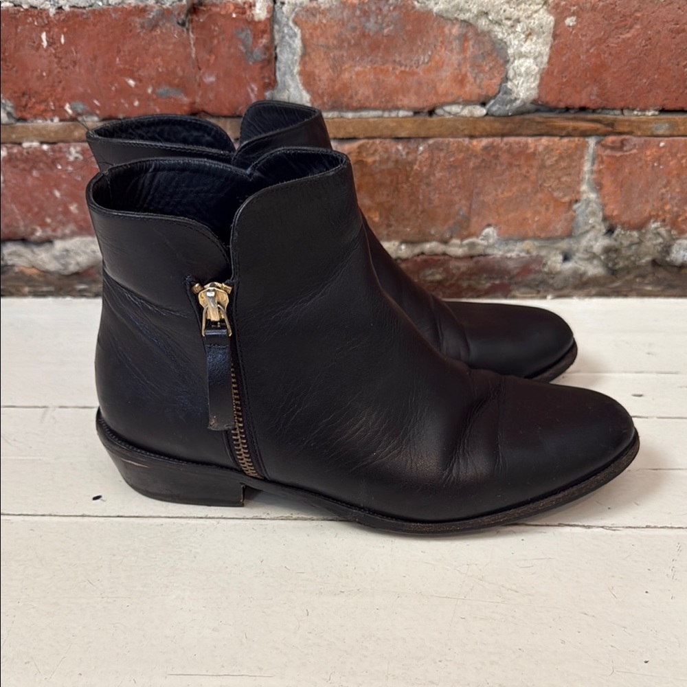 Bobbies Black Leather Ankle Boots with Side Zipper